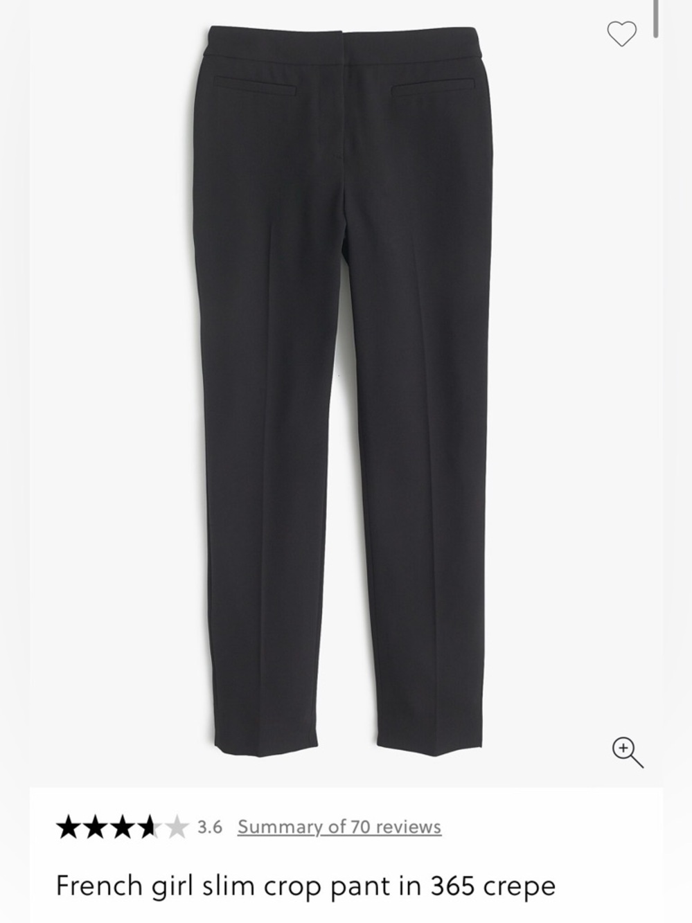 J. Crew French Girl Slim Crop Pant in 365 Crepe